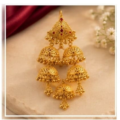 Royal Tiered Kundan & Ruby 22K Gold Jhumkas